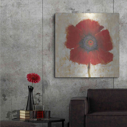 Luxe Metal Art 'Red Poppy Portrait II' by Tim O'Toole, Metal Wall Art,36x36