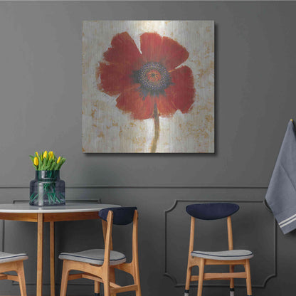 Luxe Metal Art 'Red Poppy Portrait I' by Tim O'Toole, Metal Wall Art,36x36