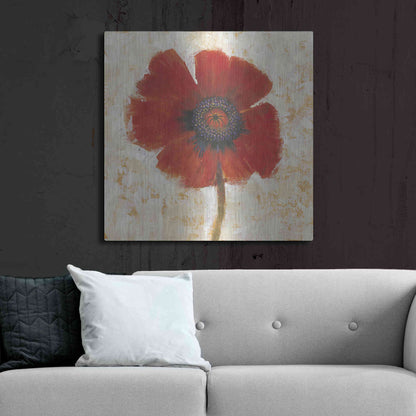 Luxe Metal Art 'Red Poppy Portrait I' by Tim O'Toole, Metal Wall Art,36x36