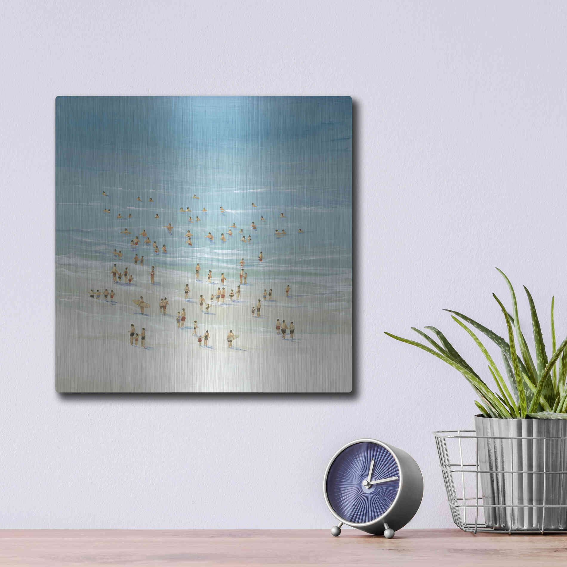 Luxe Metal Art 'Ocean Swim II' by Tim O'Toole, Metal Wall Art,12x12