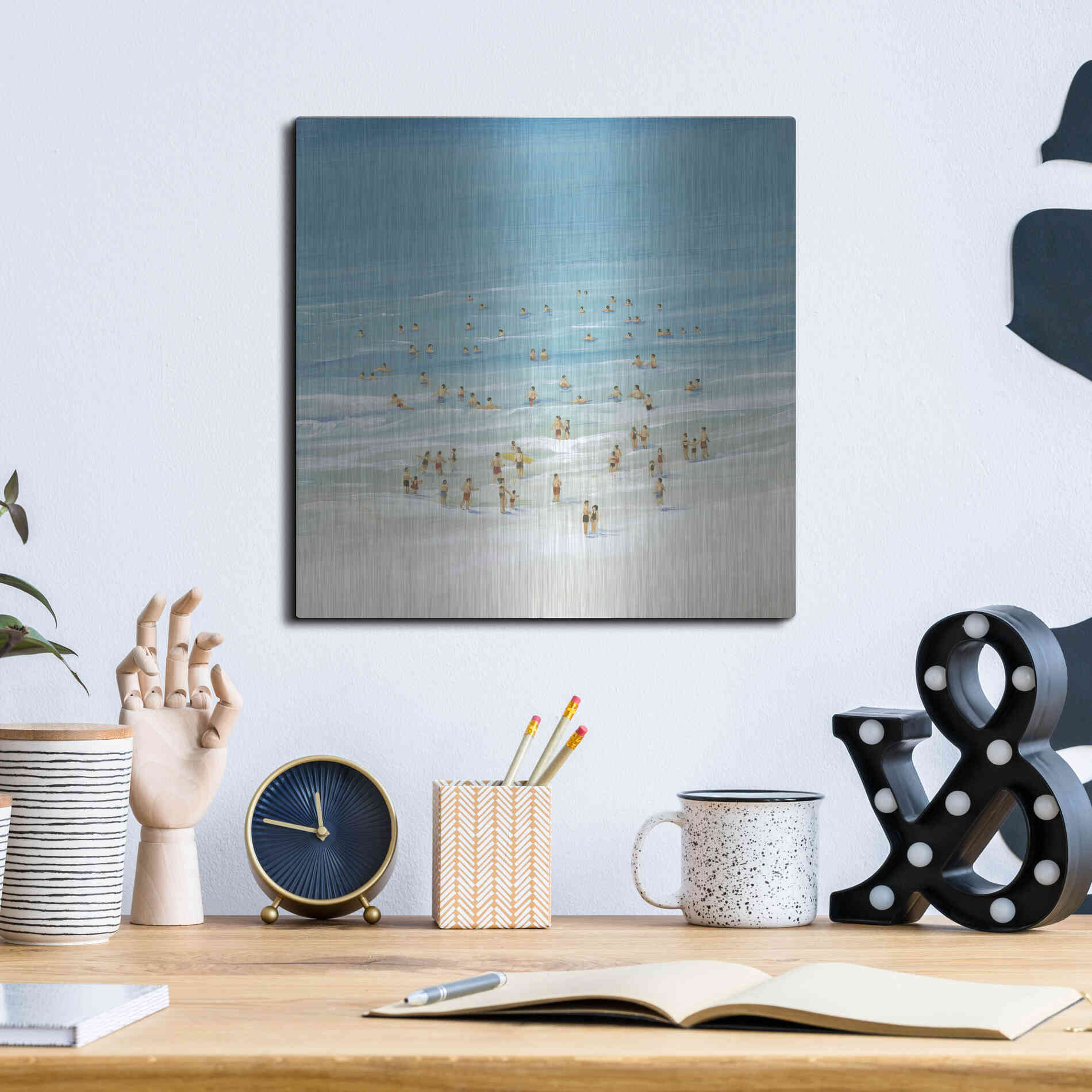 Luxe Metal Art 'Ocean Swim I' by Tim O'Toole, Metal Wall Art,12x12