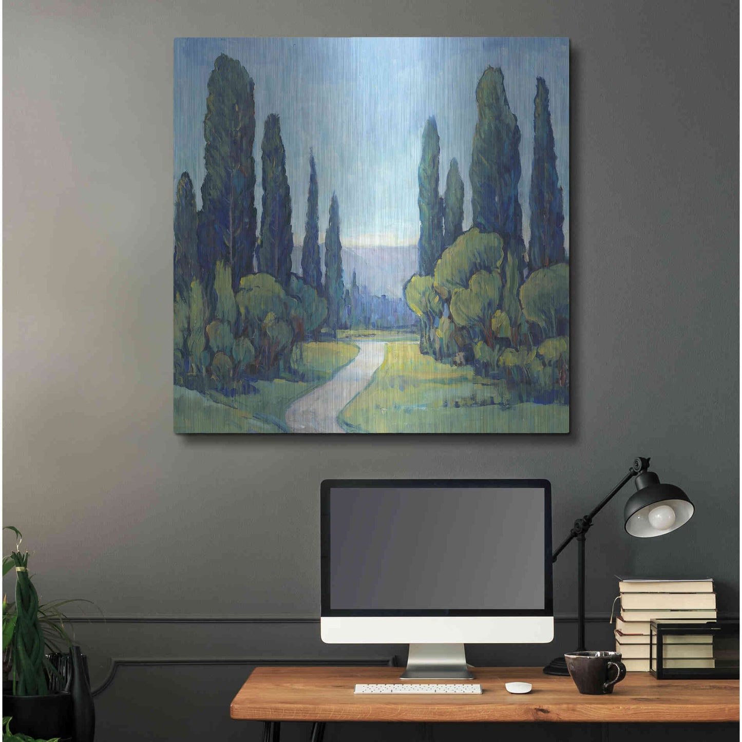 Luxe Metal Art 'Cypress Path I' by Tim O'Toole, Metal Wall Art,36x36