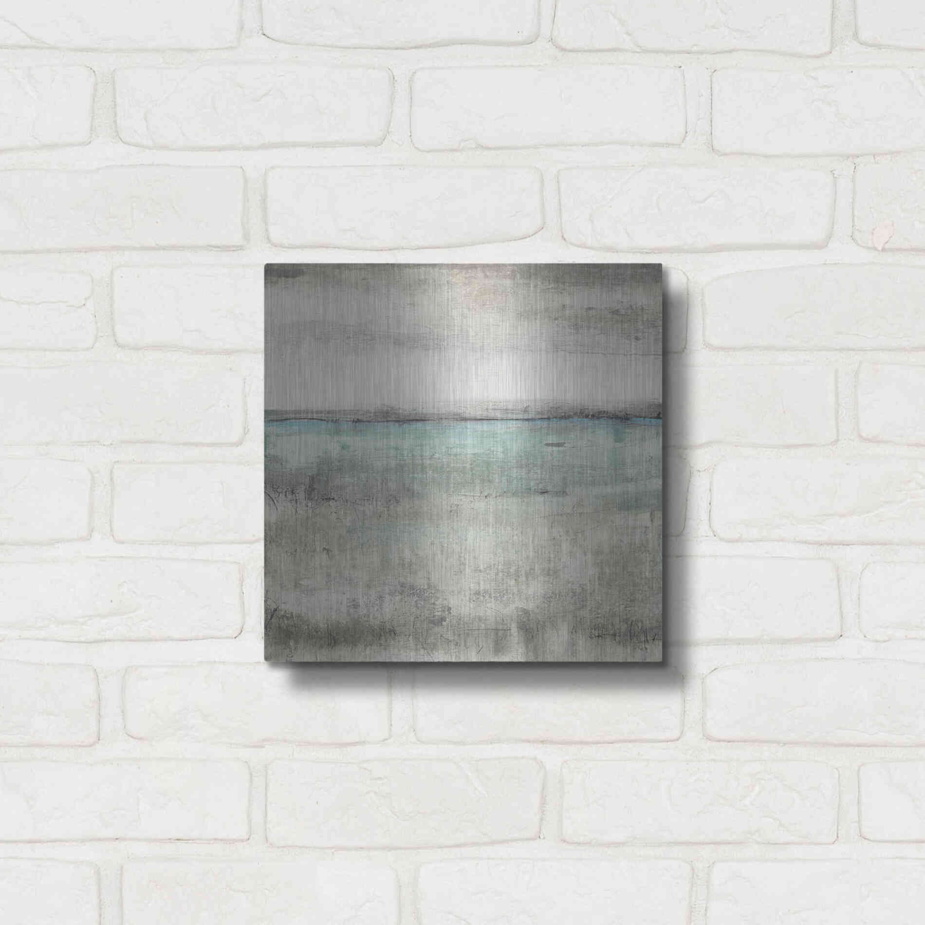 Luxe Metal Art 'Aqua Horizon II' by Tim O'Toole, Metal Wall Art,12x12