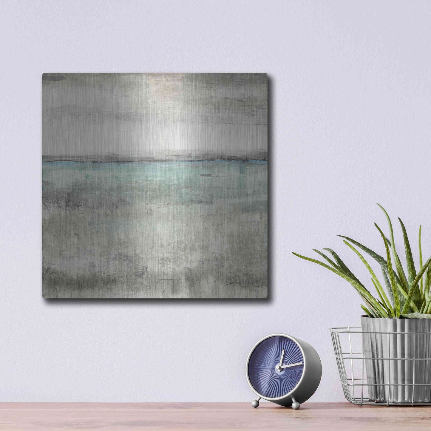 Luxe Metal Art 'Aqua Horizon II' by Tim O'Toole, Metal Wall Art,12x12