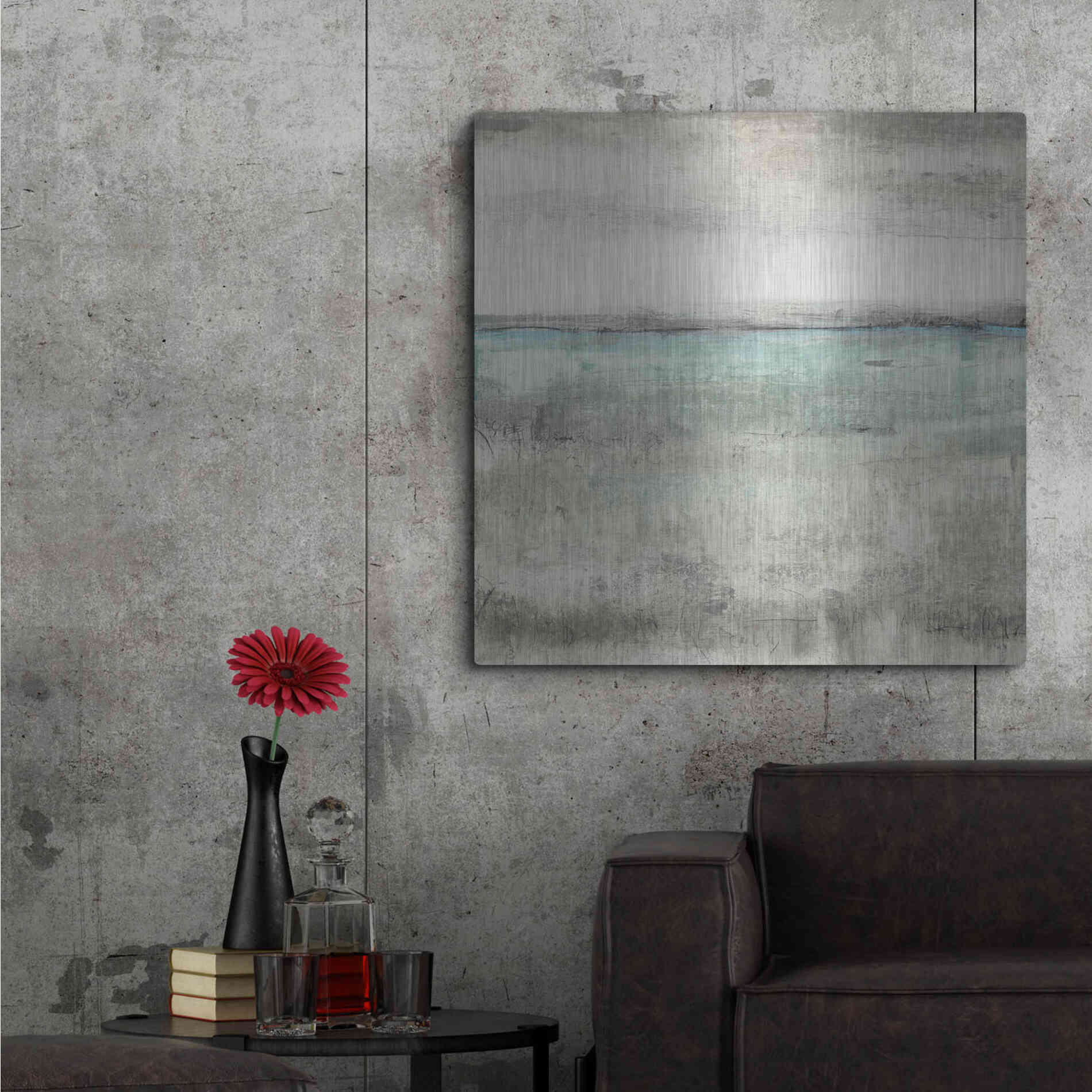 Luxe Metal Art 'Aqua Horizon II' by Tim O'Toole, Metal Wall Art,36x36