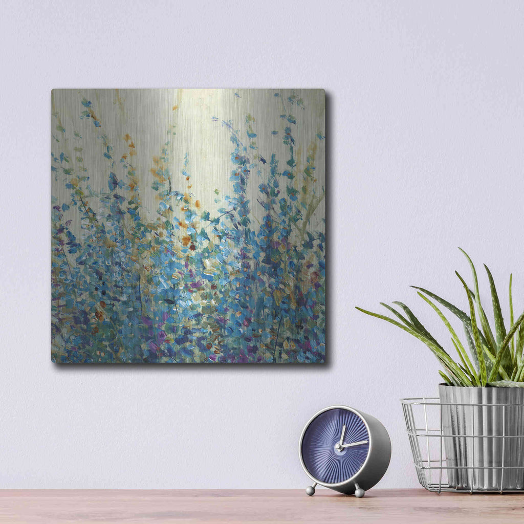 Luxe Metal Art 'Shades of Blue II' by Tim O'Toole, Metal Wall Art,12x12