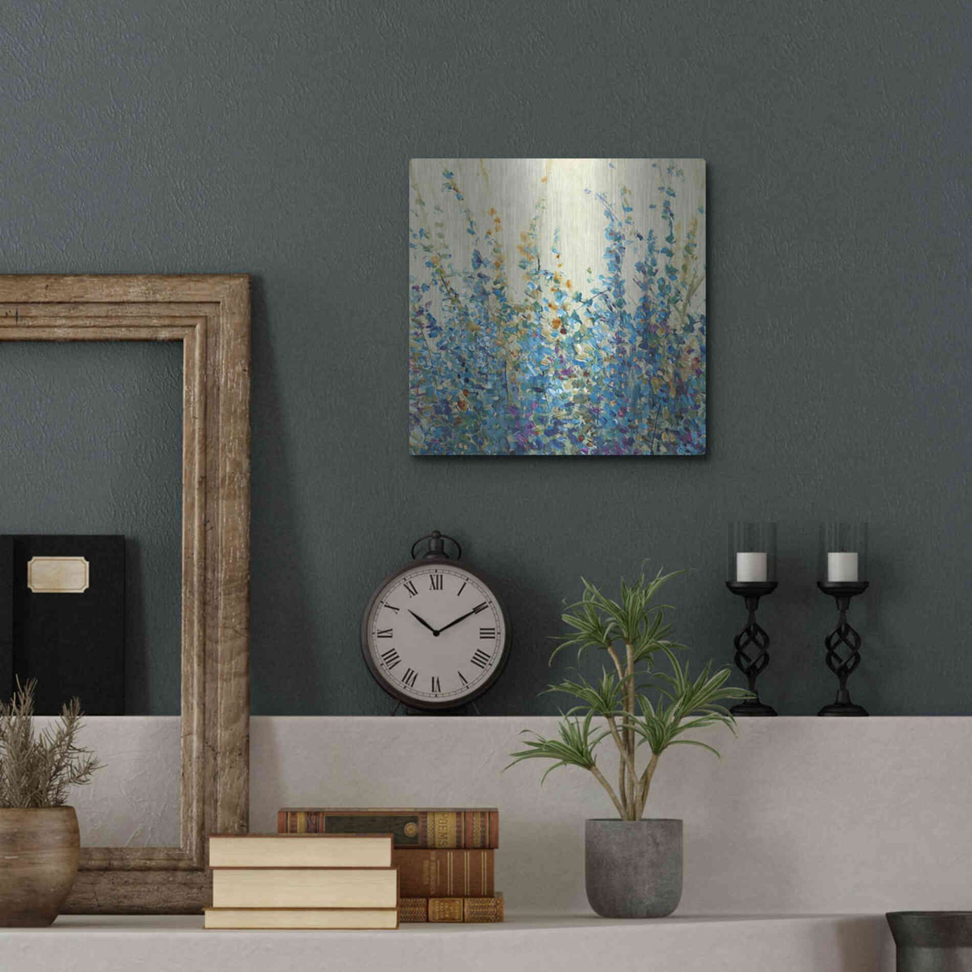 Luxe Metal Art 'Shades of Blue II' by Tim O'Toole, Metal Wall Art,12x12