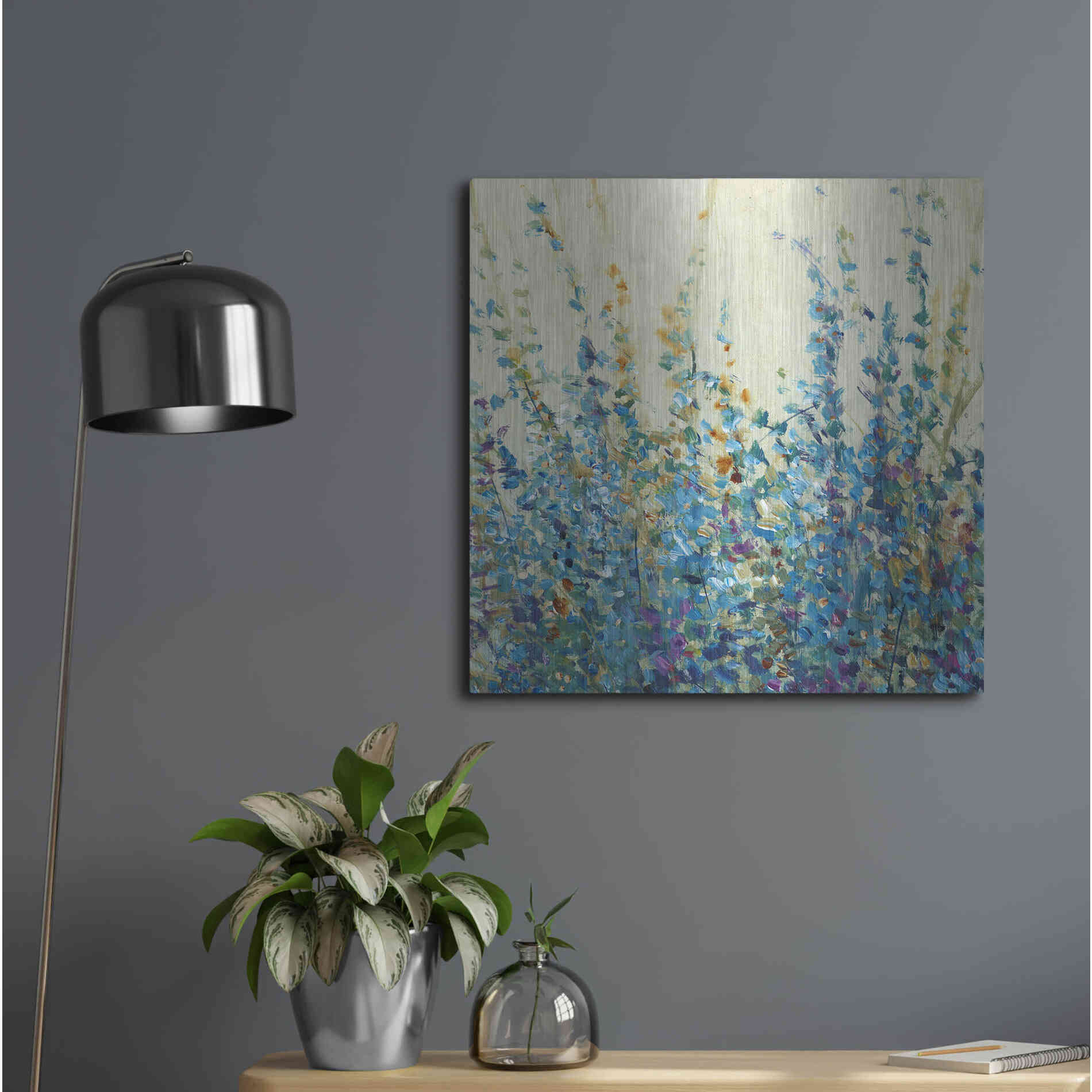 Luxe Metal Art 'Shades of Blue II' by Tim O'Toole, Metal Wall Art,24x24