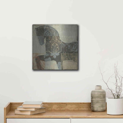 Luxe Metal Art 'Patterned Horse I' by Tim O'Toole, Metal Wall Art,12x12