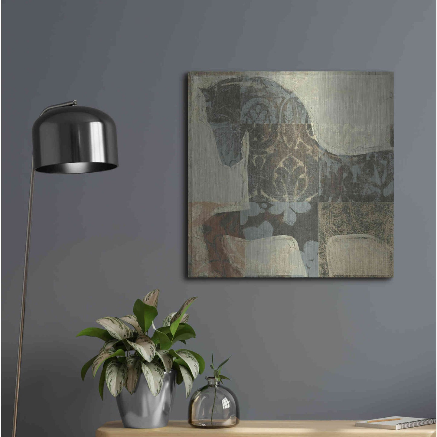 Luxe Metal Art 'Patterned Horse I' by Tim O'Toole, Metal Wall Art,24x24