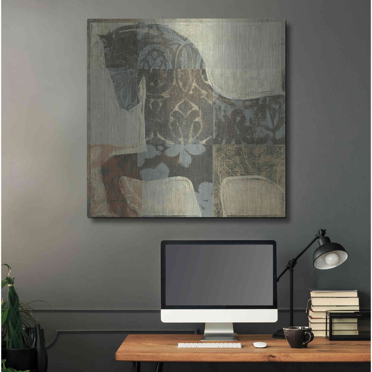 Luxe Metal Art 'Patterned Horse I' by Tim O'Toole, Metal Wall Art,36x36