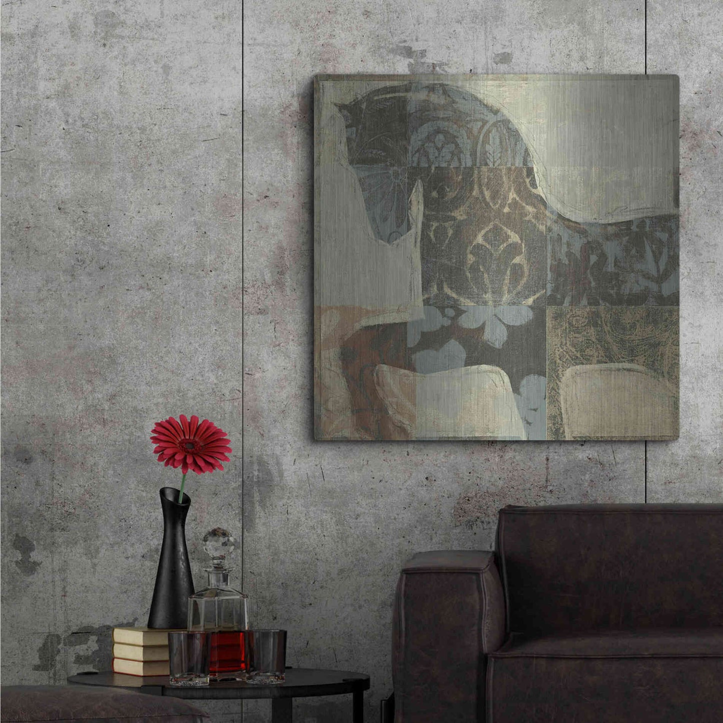 Luxe Metal Art 'Patterned Horse I' by Tim O'Toole, Metal Wall Art,36x36