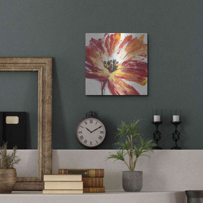 Luxe Metal Art 'Fleur Rouge I' by Tim O'Toole, Metal Wall Art,12x12