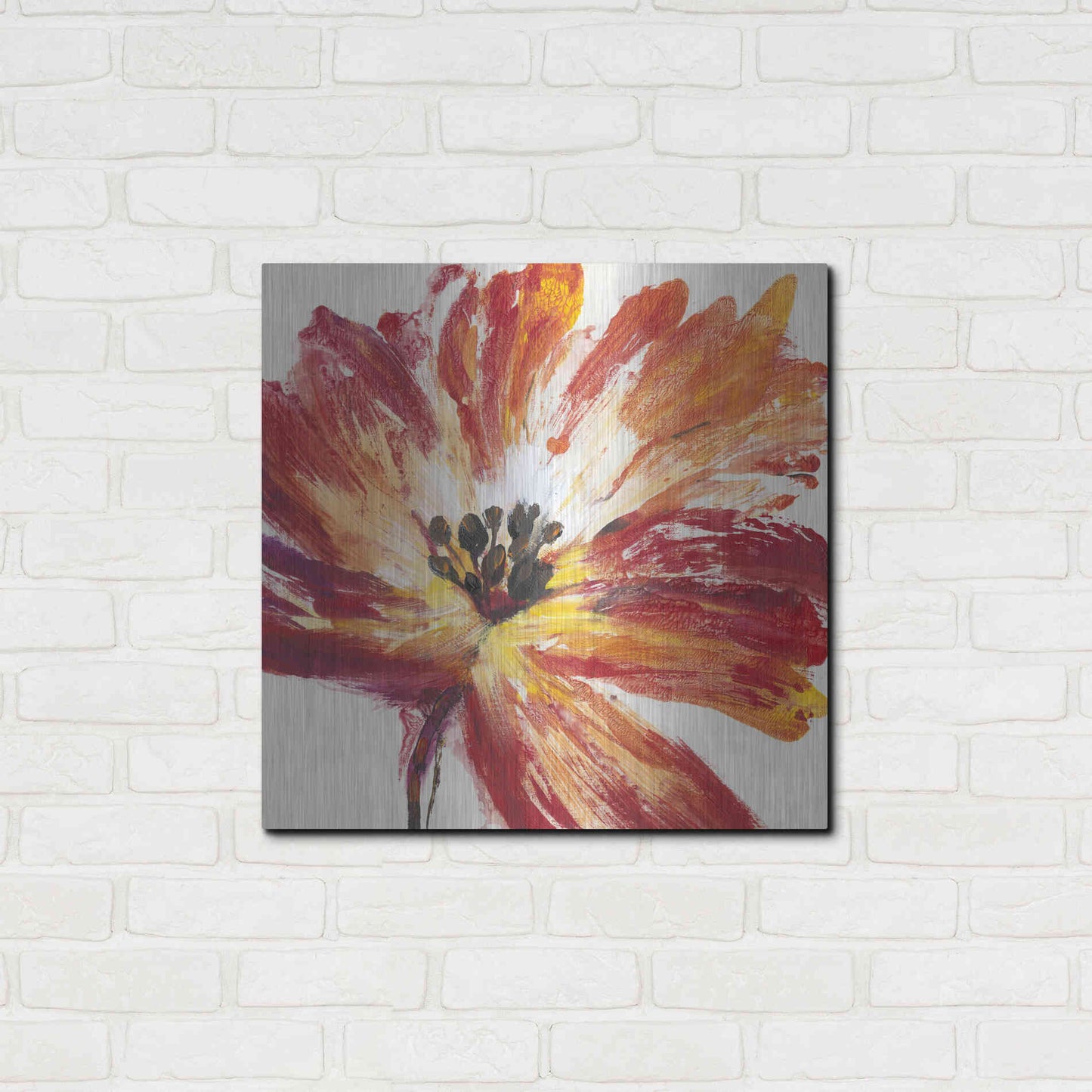 Luxe Metal Art 'Fleur Rouge I' by Tim O'Toole, Metal Wall Art,24x24