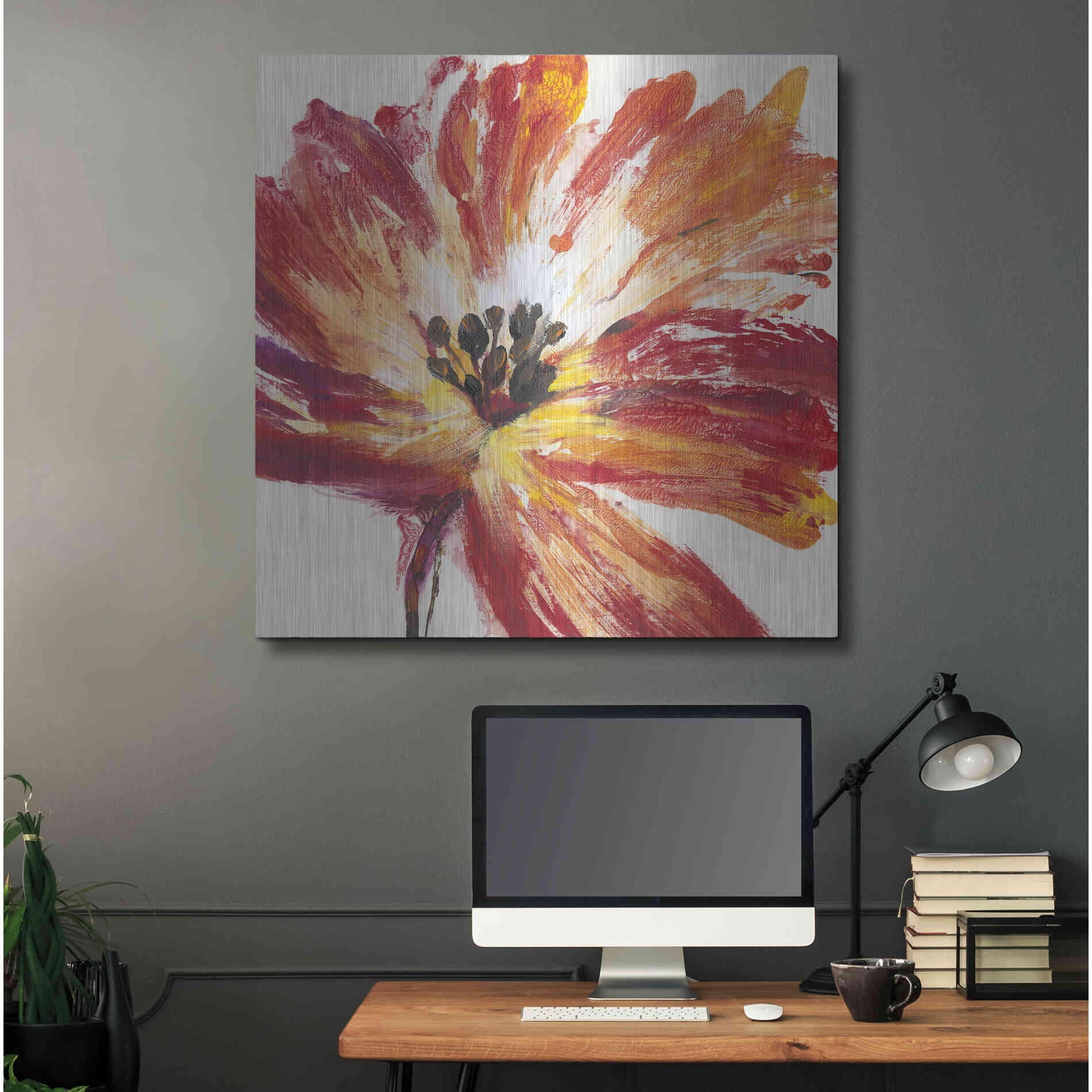 Luxe Metal Art 'Fleur Rouge I' by Tim O'Toole, Metal Wall Art,36x36