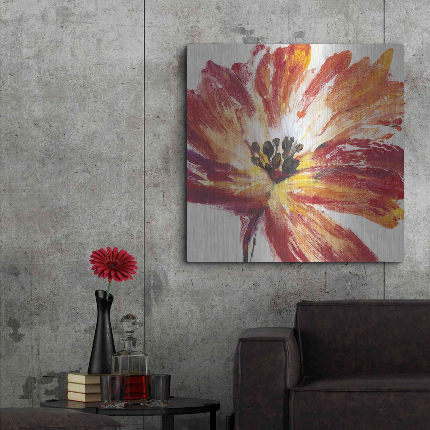 Luxe Metal Art 'Fleur Rouge I' by Tim O'Toole, Metal Wall Art,36x36