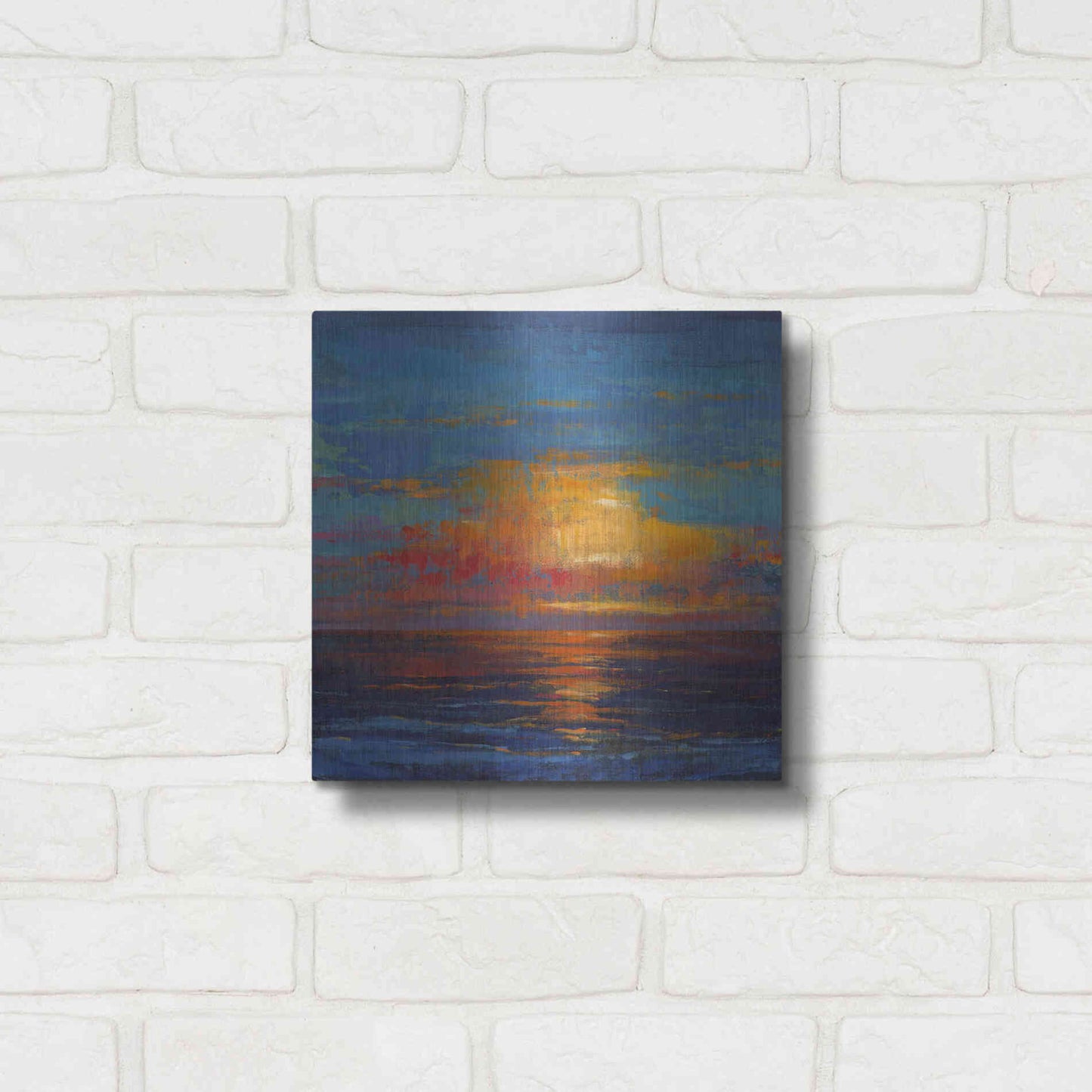 Luxe Metal Art 'Sun Down I' by Tim O'Toole, Metal Wall Art,12x12