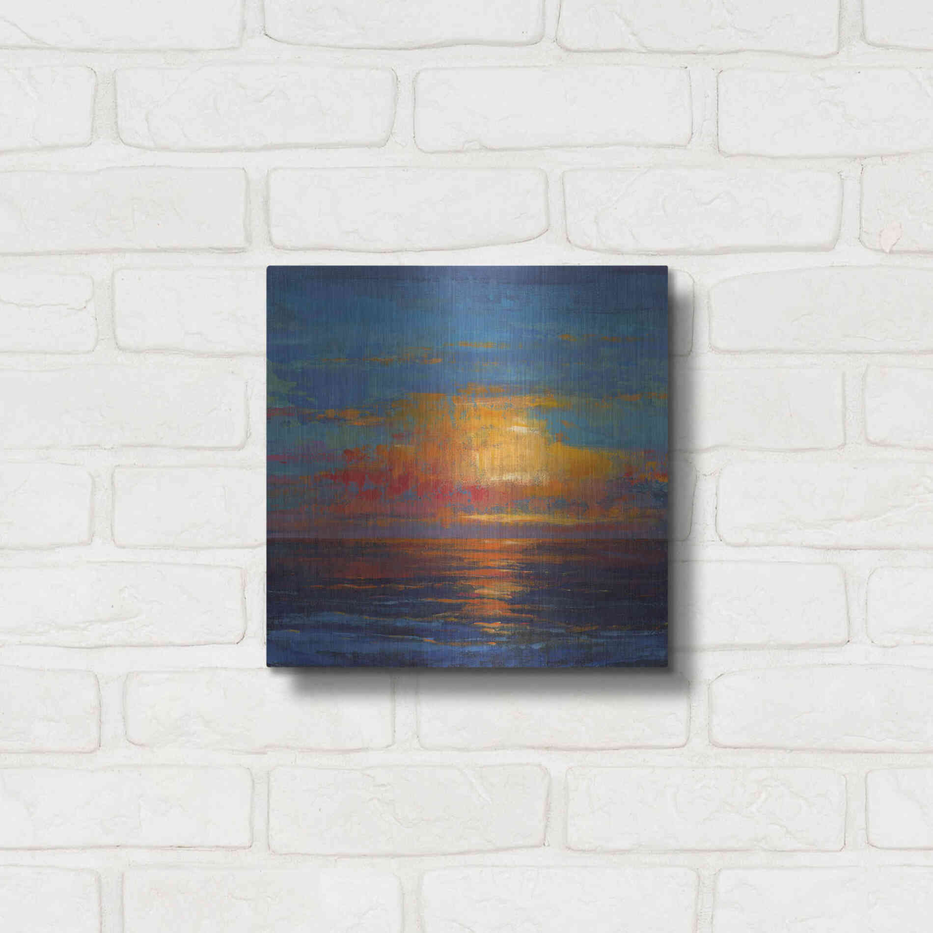 Luxe Metal Art 'Sun Down I' by Tim O'Toole, Metal Wall Art,12x12