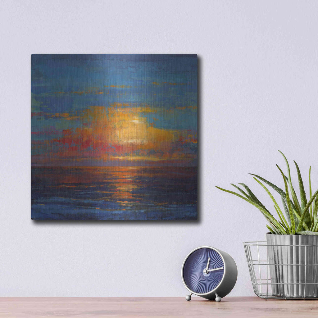 Luxe Metal Art 'Sun Down I' by Tim O'Toole, Metal Wall Art,12x12