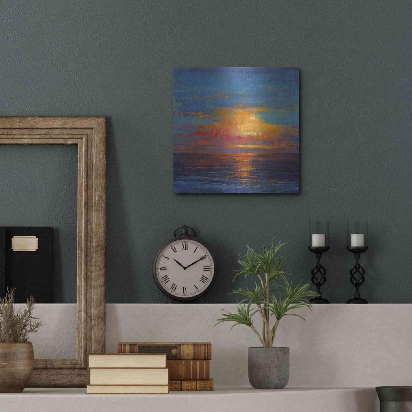 Luxe Metal Art 'Sun Down I' by Tim O'Toole, Metal Wall Art,12x12