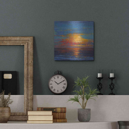 Luxe Metal Art 'Sun Down I' by Tim O'Toole, Metal Wall Art,12x12