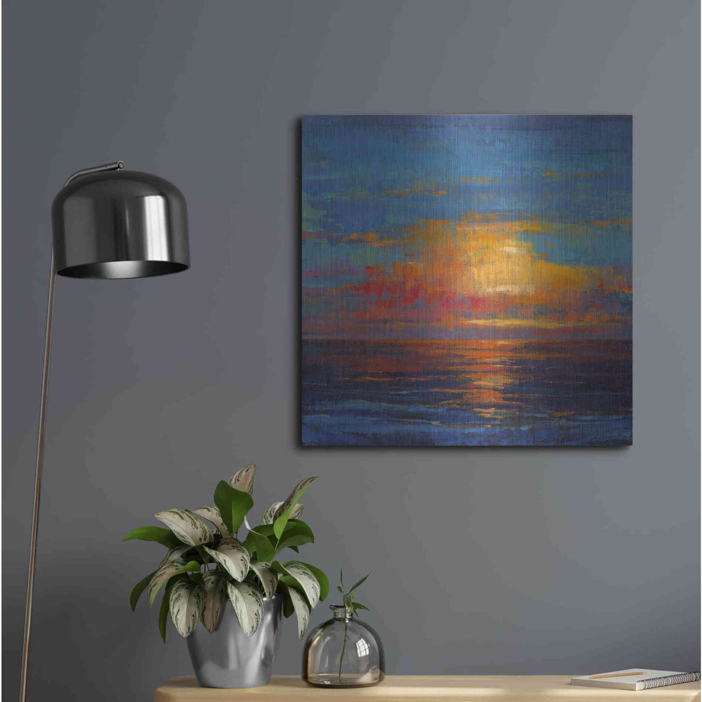 Luxe Metal Art 'Sun Down I' by Tim O'Toole, Metal Wall Art,24x24