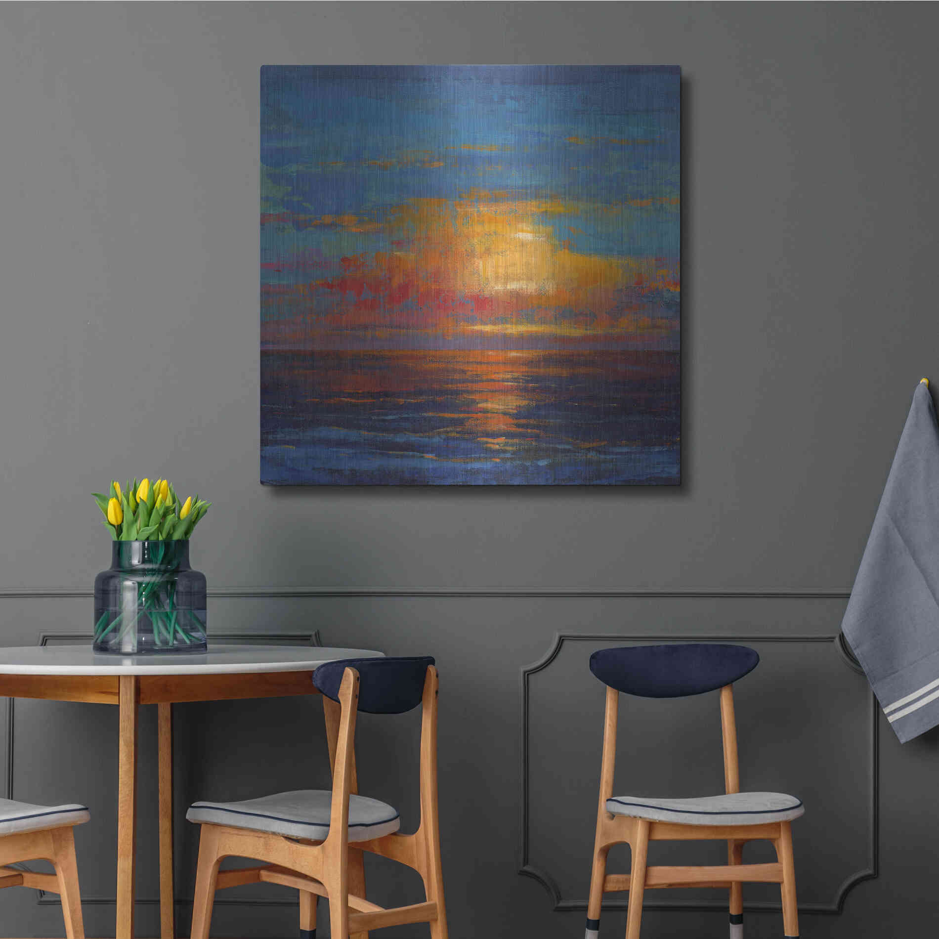 Luxe Metal Art 'Sun Down I' by Tim O'Toole, Metal Wall Art,36x36