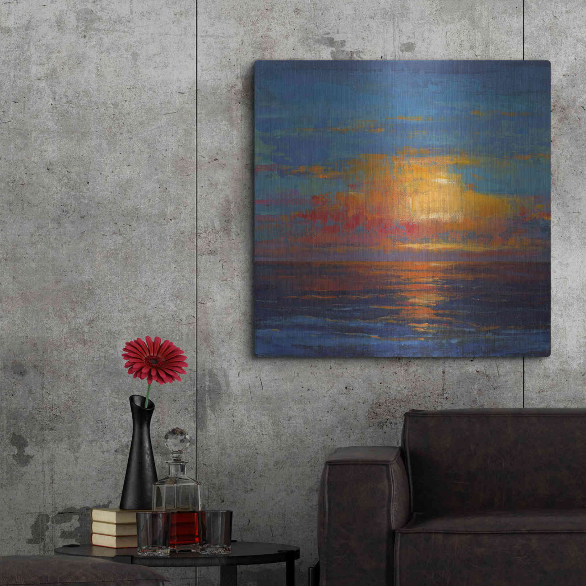 Luxe Metal Art 'Sun Down I' by Tim O'Toole, Metal Wall Art,36x36