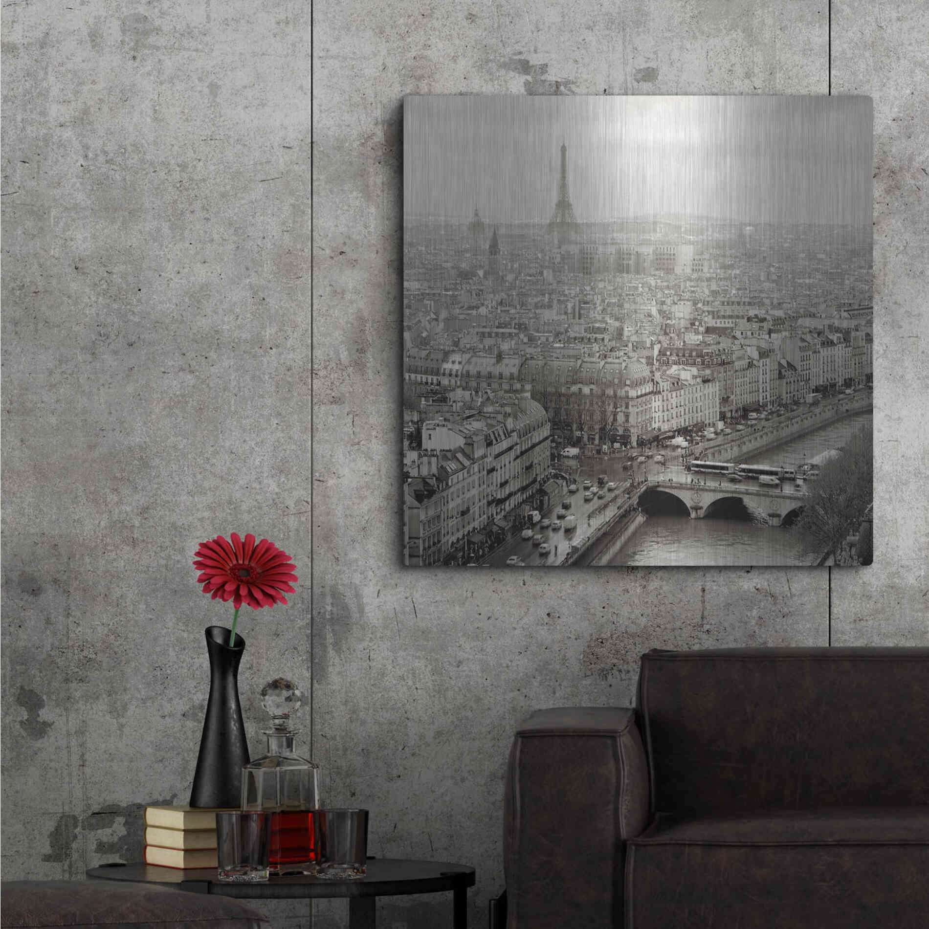 Luxe Metal Art 'Above Paris 25' by Alan Blaustein Metal Wall Art,36x36