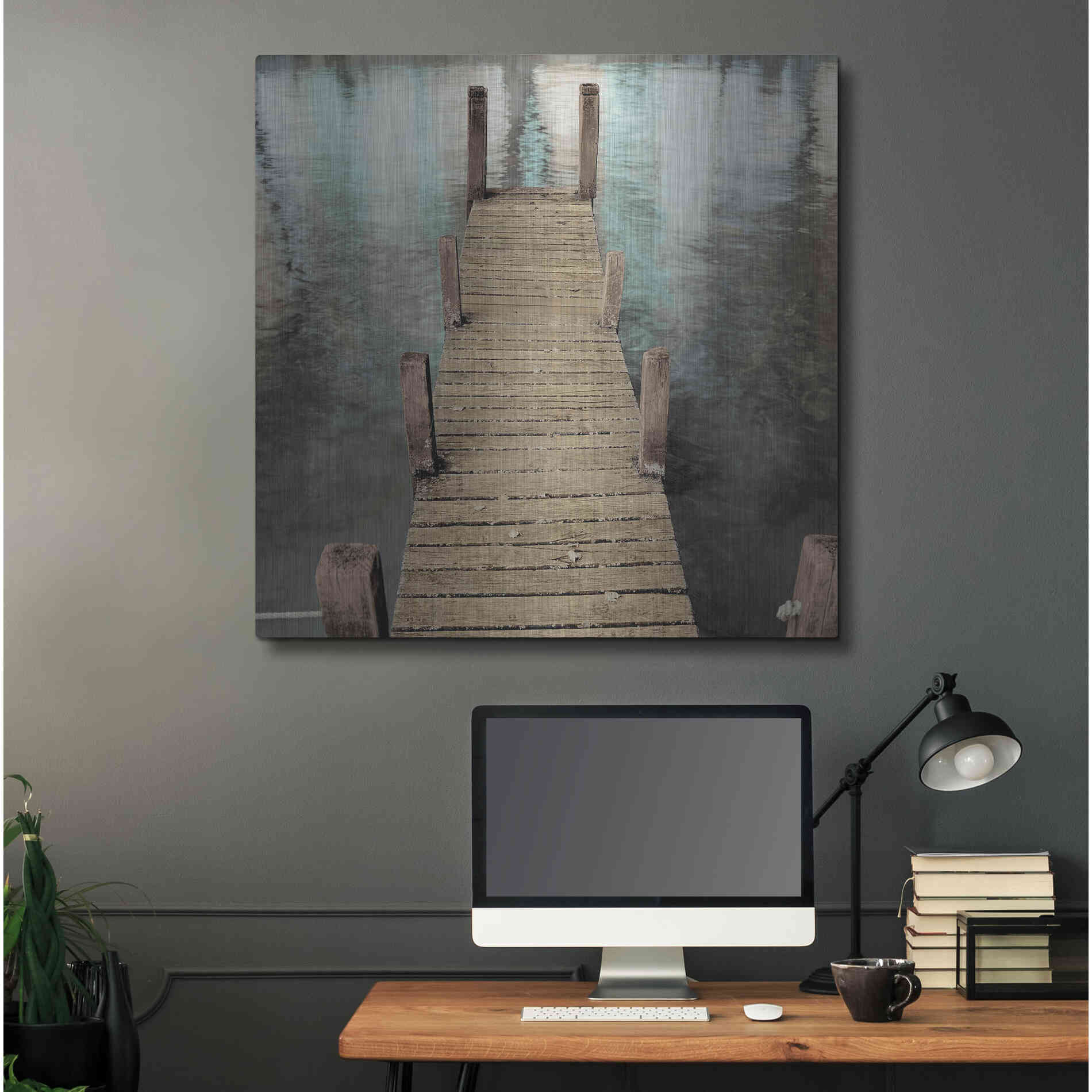 Luxe Metal Art 'Annecy Pier' by Alan Blaustein Metal Wall Art,36x36