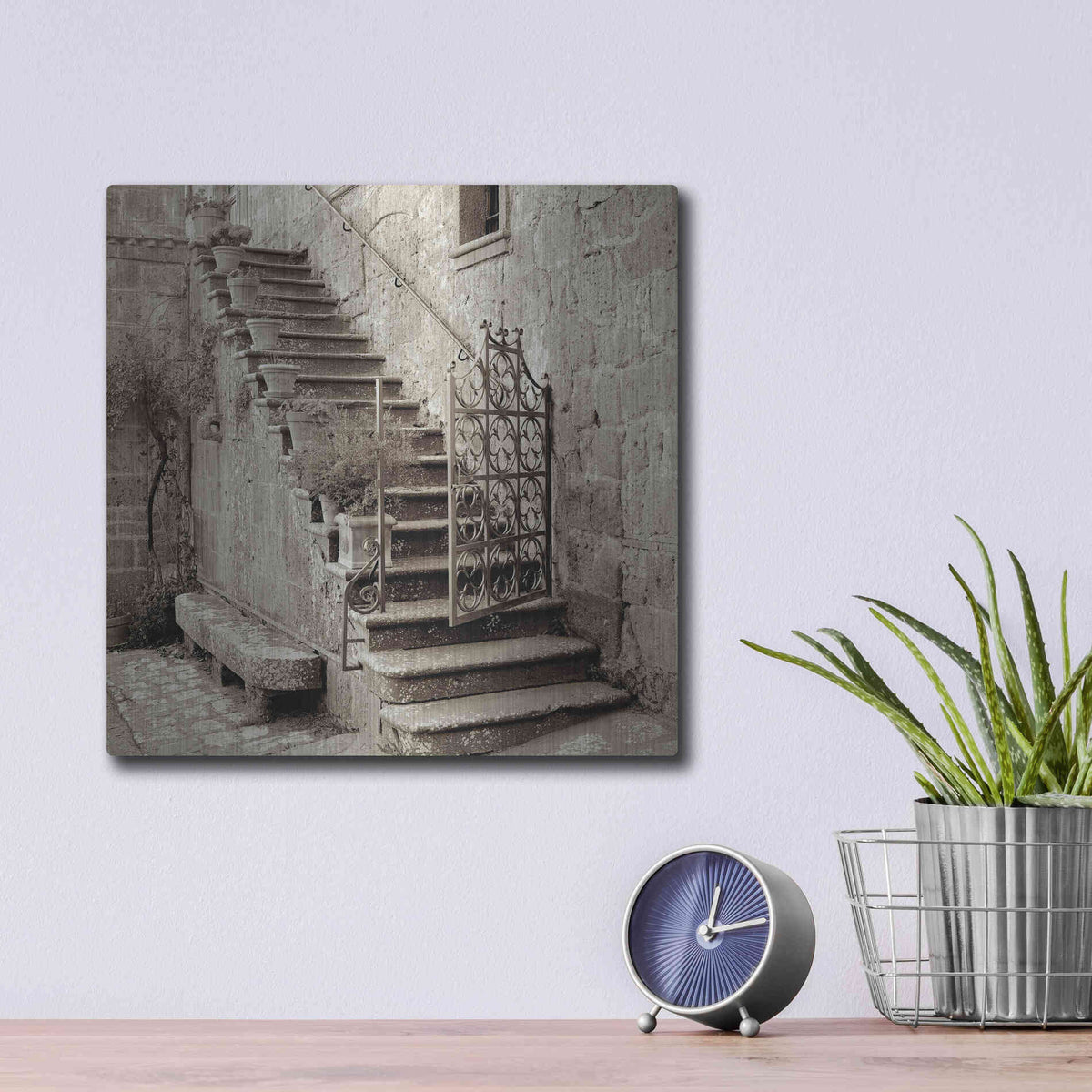 Luxe Metal Art 'Umbria Scala 1' by Alan Blaustein Metal Wall Art,12x12