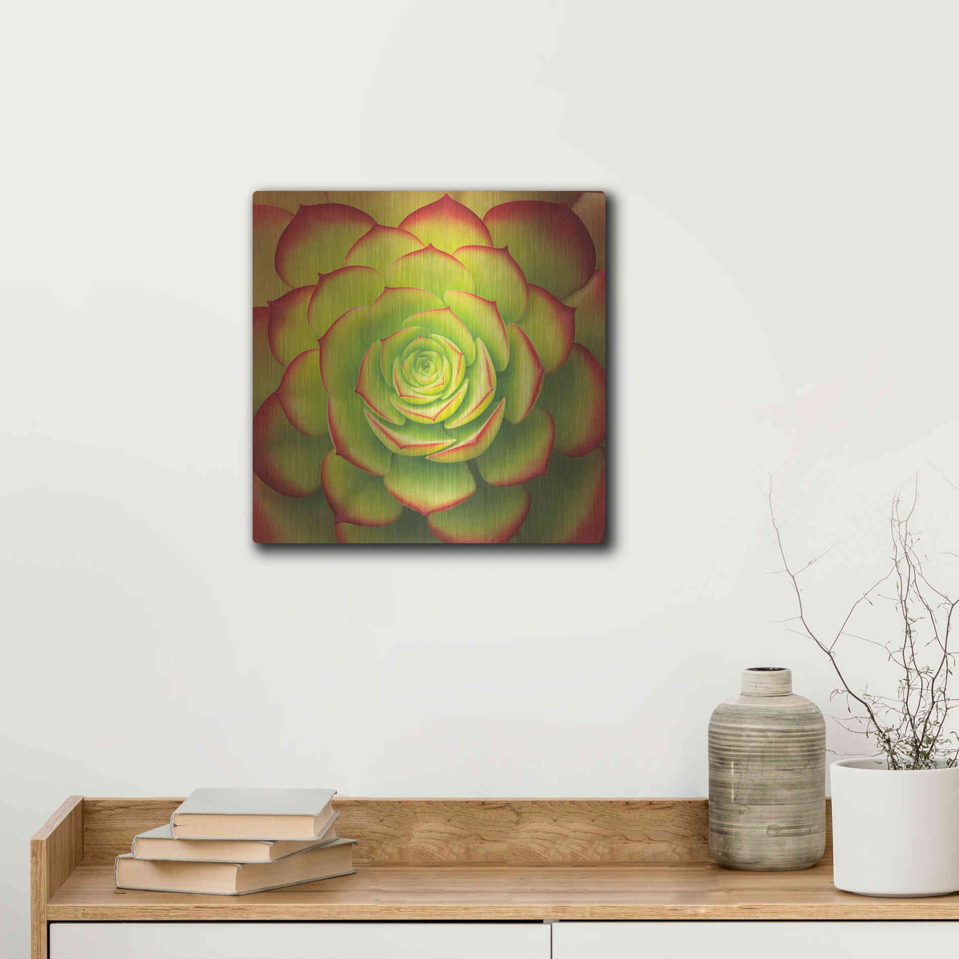 Luxe Metal Art 'Fiery Succulent' by Jan Bell Metal Wall Art,12x12