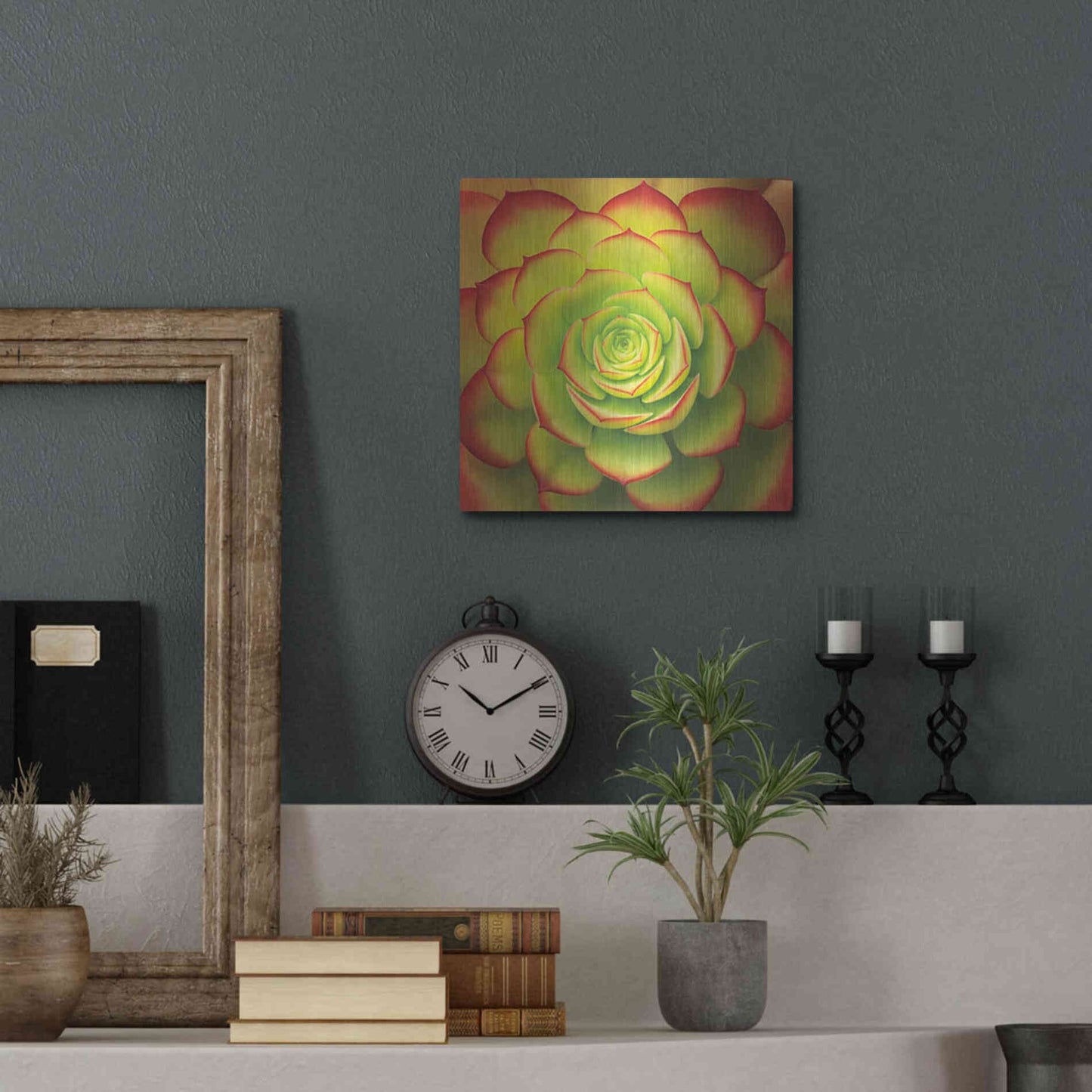 Luxe Metal Art 'Fiery Succulent' by Jan Bell Metal Wall Art,12x12