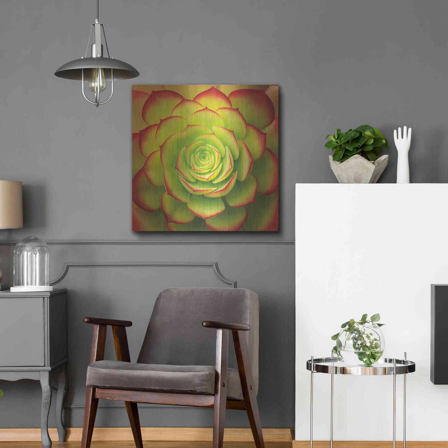 Luxe Metal Art 'Fiery Succulent' by Jan Bell Metal Wall Art,24x24