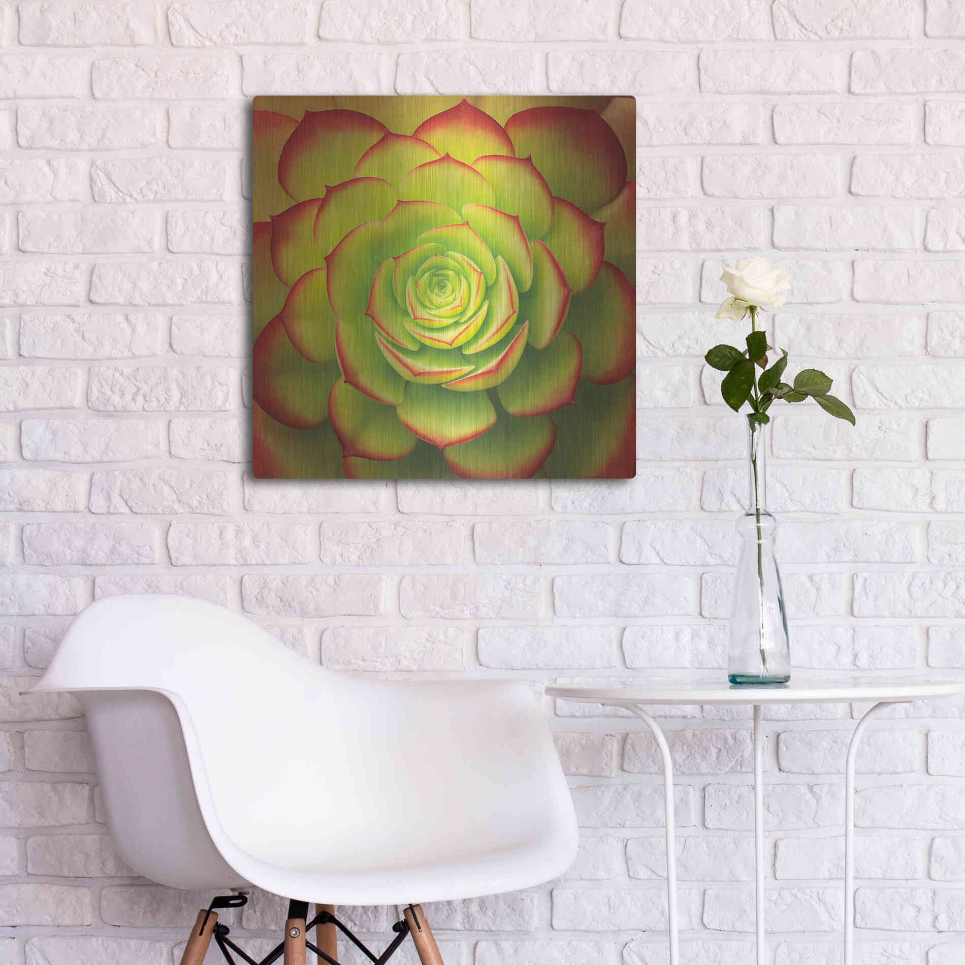 Luxe Metal Art 'Fiery Succulent' by Jan Bell Metal Wall Art,24x24