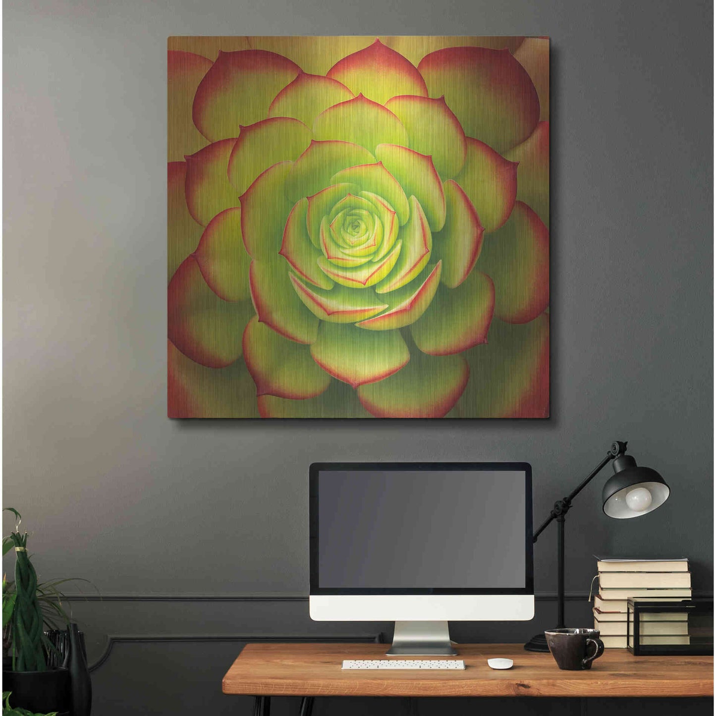 Luxe Metal Art 'Fiery Succulent' by Jan Bell Metal Wall Art,36x36