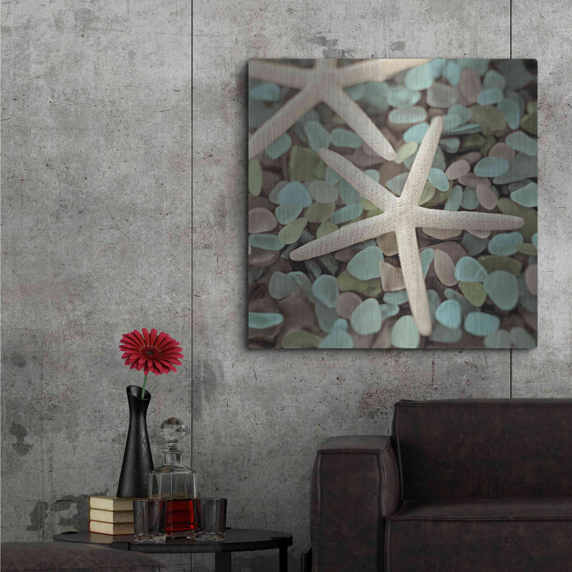 Luxe Metal Art 'Aquatic 1' by Alan Blaustein Metal Wall Art,36x36