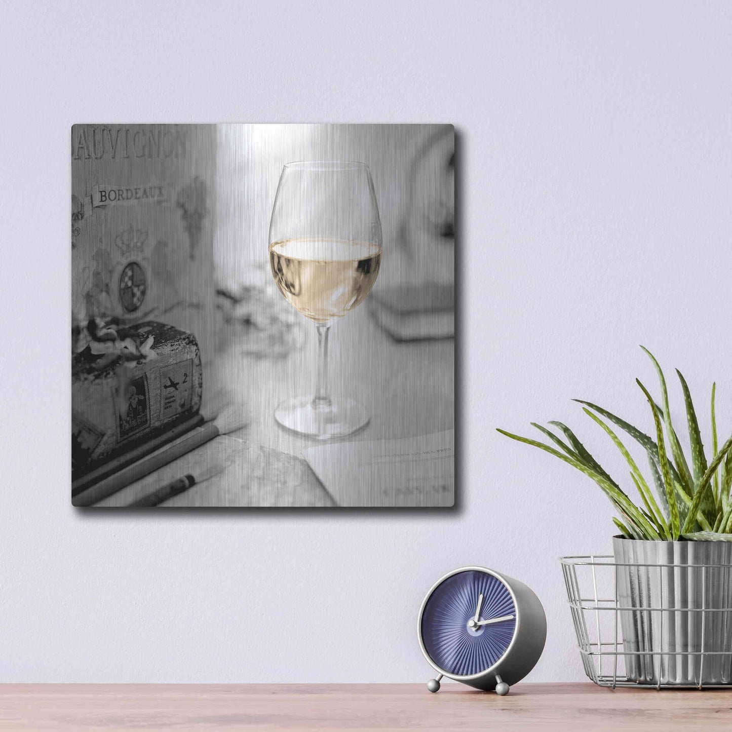 Luxe Metal Art 'Vin Blanc' by Alan Blaustein Metal Wall Art,12x12