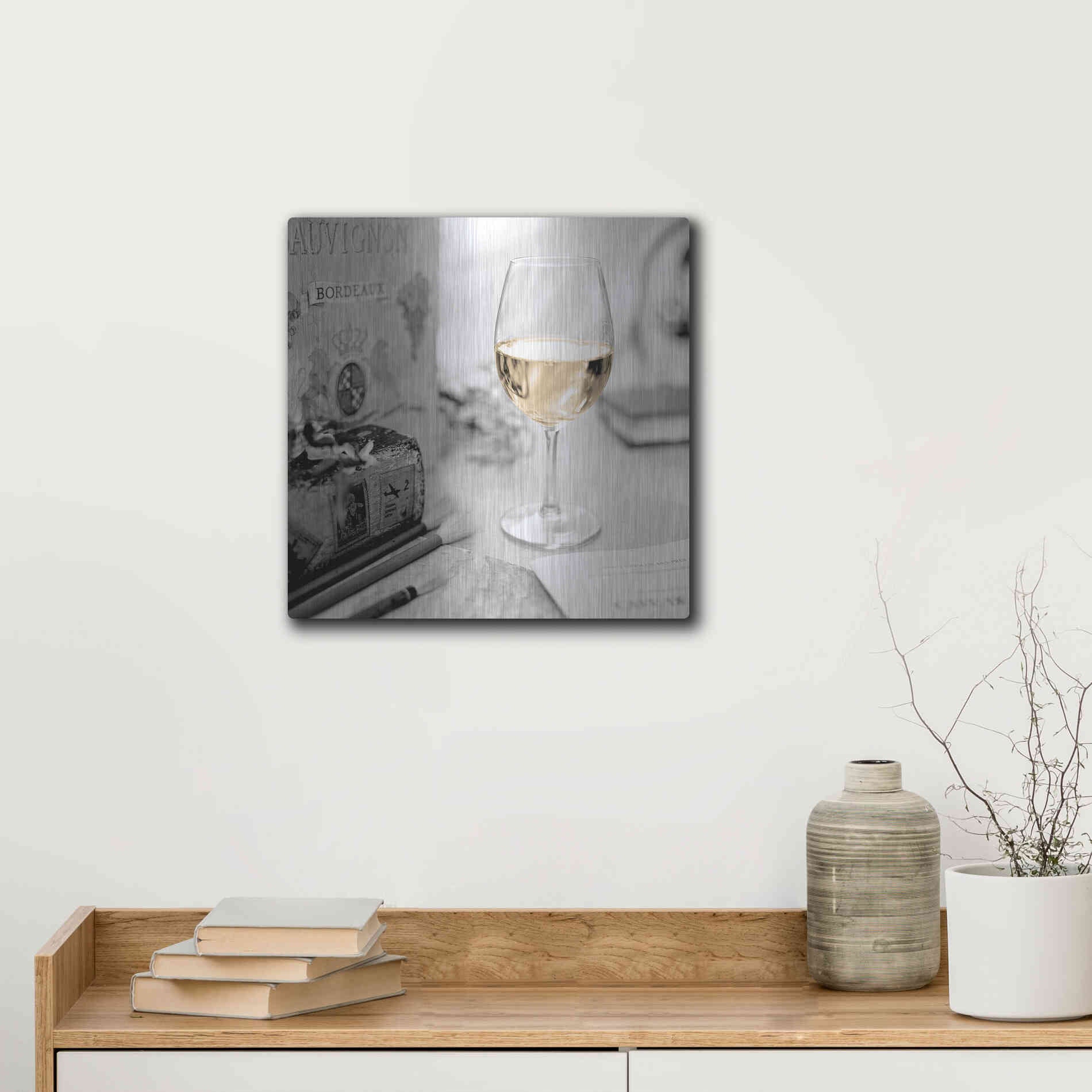 Luxe Metal Art 'Vin Blanc' by Alan Blaustein Metal Wall Art,12x12