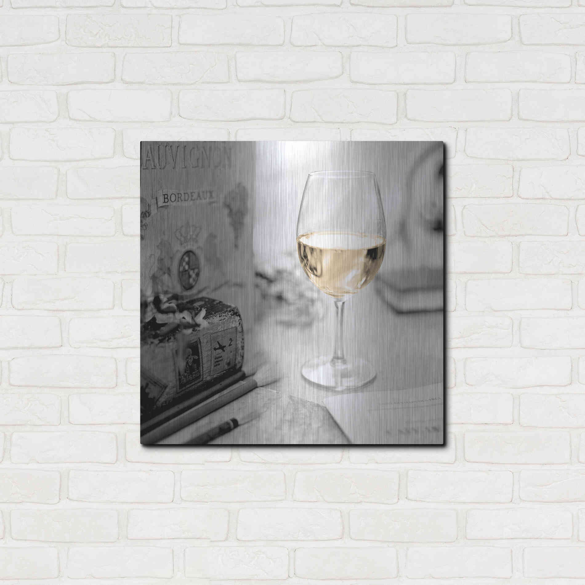 Luxe Metal Art 'Vin Blanc' by Alan Blaustein Metal Wall Art,24x24