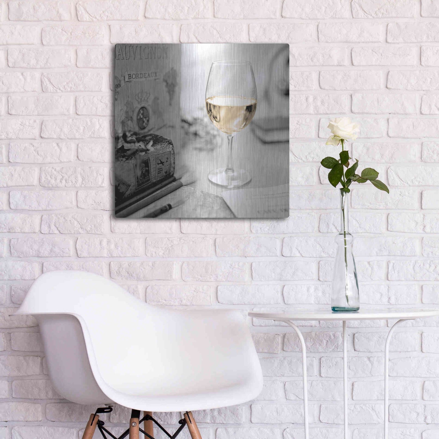 Luxe Metal Art 'Vin Blanc' by Alan Blaustein Metal Wall Art,24x24