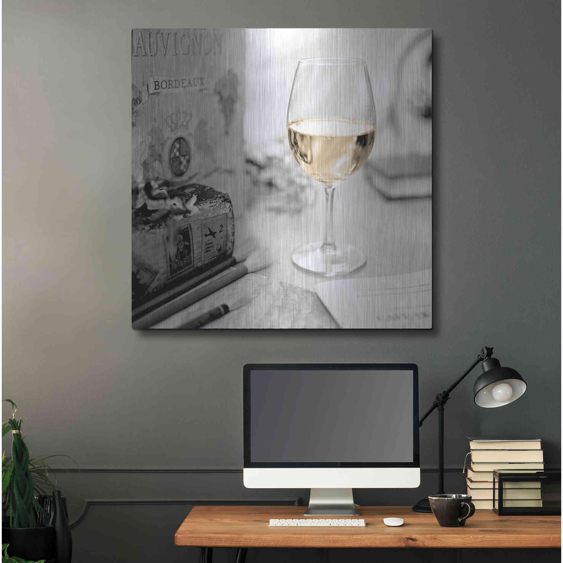 Luxe Metal Art 'Vin Blanc' by Alan Blaustein Metal Wall Art,36x36