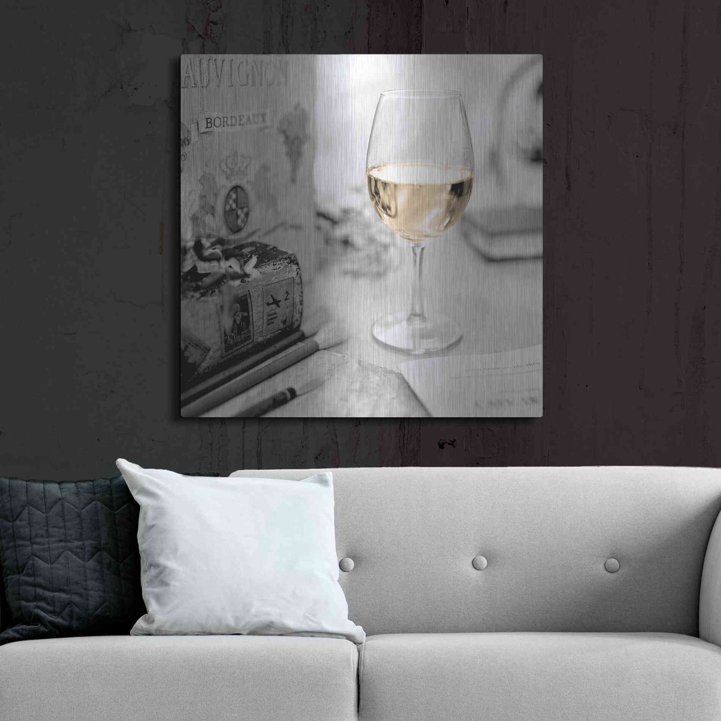 Luxe Metal Art 'Vin Blanc' by Alan Blaustein Metal Wall Art,36x36