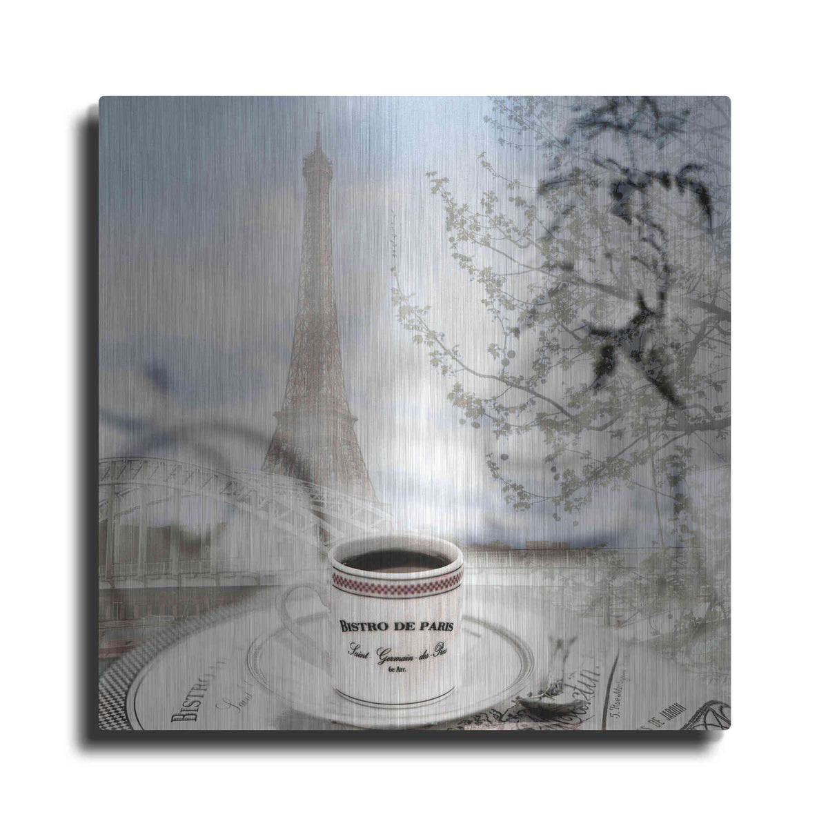 Luxe Metal Art 'Bistro de Paris 1' by Alan Blaustein Metal Wall Art