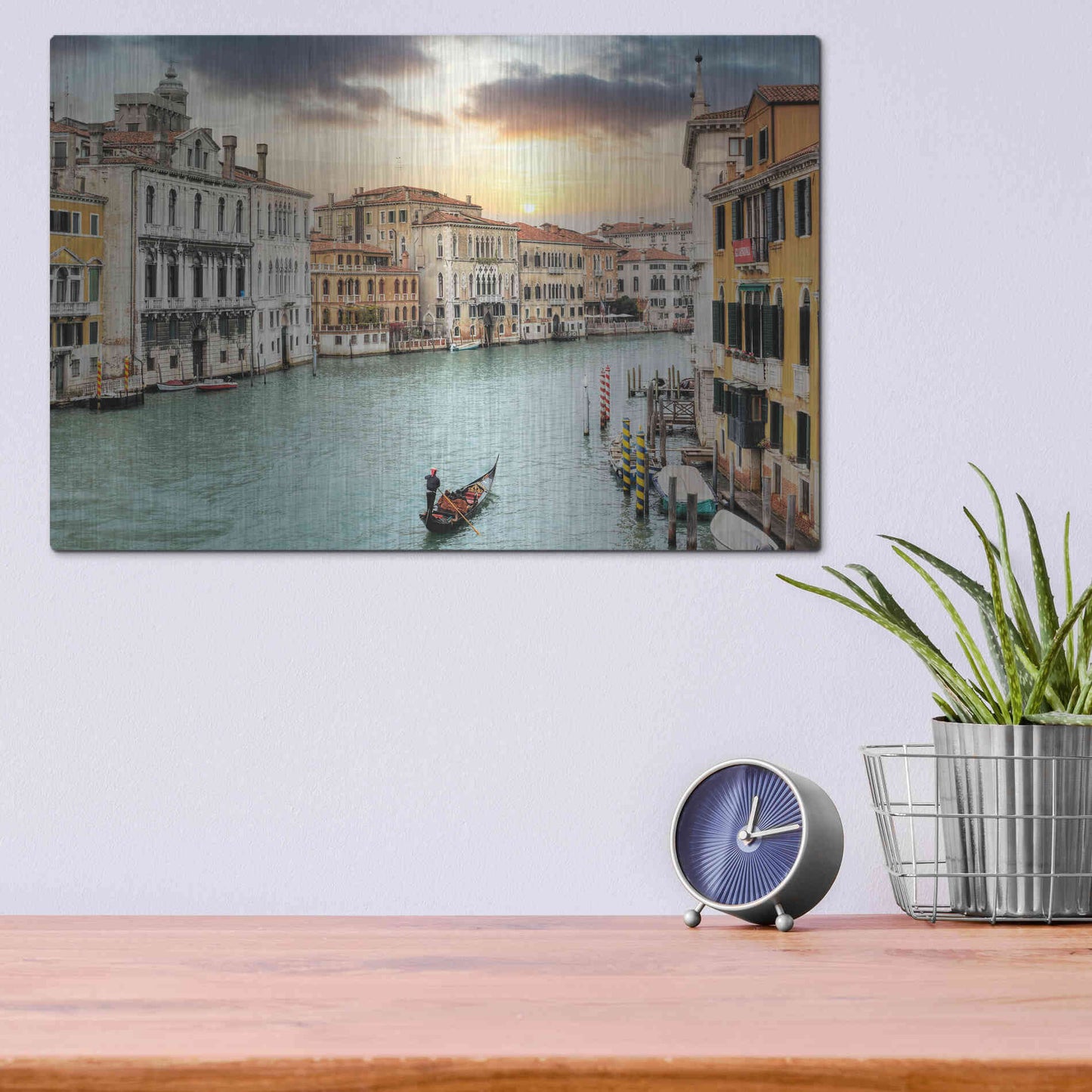 Luxe Metal Art 'Gran Canal Vista At Dusk 10' by Alan Blaustein Metal Wall Art,16x12