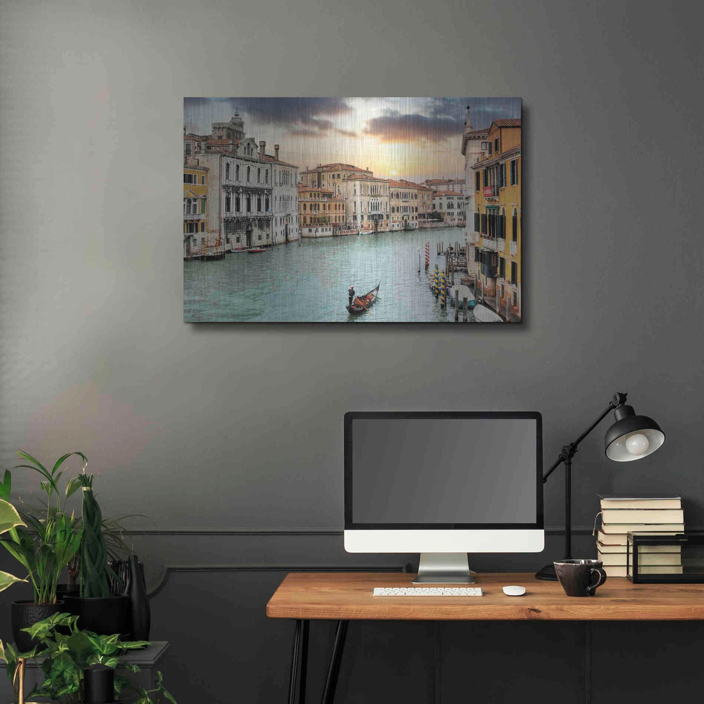 Luxe Metal Art 'Gran Canal Vista At Dusk 10' by Alan Blaustein Metal Wall Art,36x24