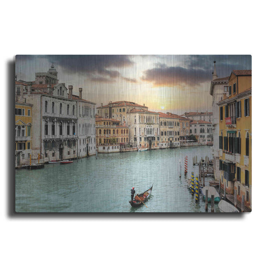 Luxe Metal Art 'Gran Canal Vista At Dusk 10' by Alan Blaustein Metal Wall Art