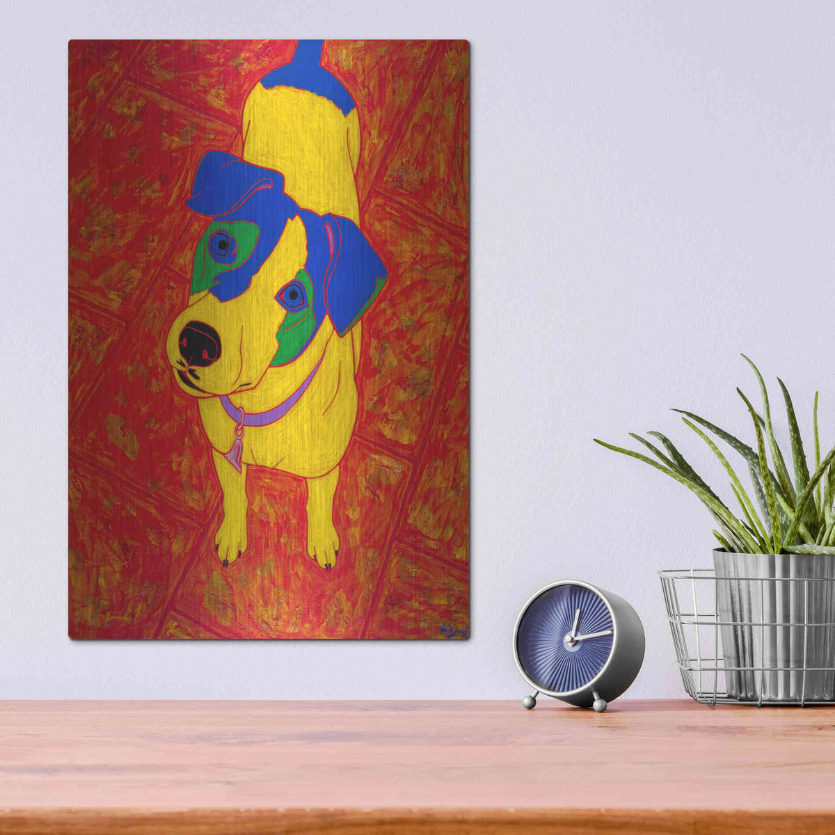 Luxe Metal Art 'Feisty Jack Russell' by Angela Bond Metal Wall Art,12x16