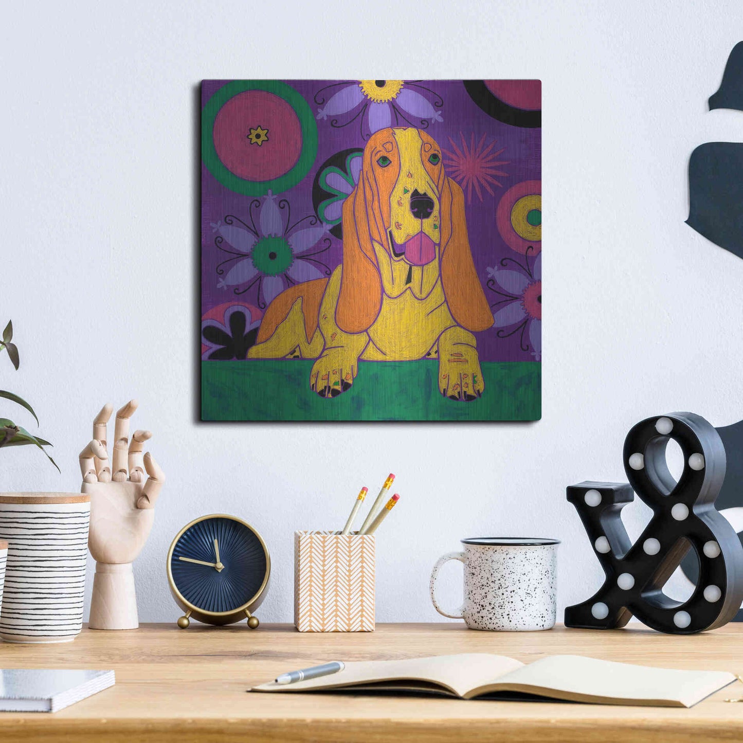 Luxe Metal Art 'Hush Puppeh' by Angela Bond Metal Wall Art,12x12