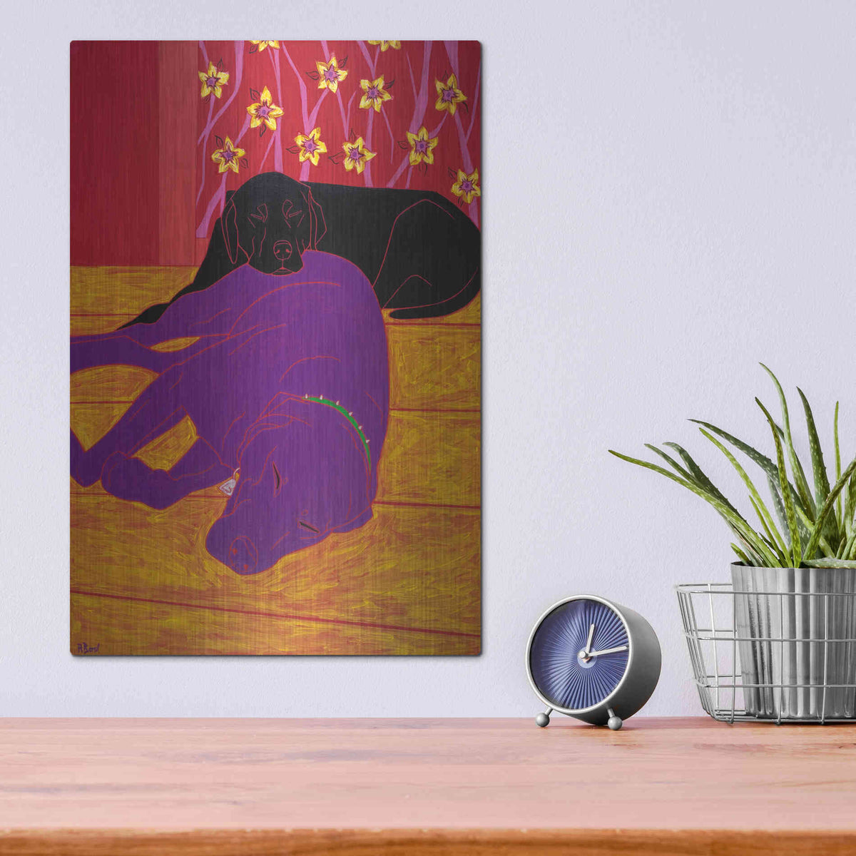 Luxe Metal Art 'Let Sleeping Dogs Lie' by Angela Bond Metal Wall Art,12x16
